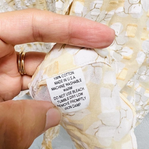 Maus & Hoffman Button Up Shirt Floral Embossed Yellow - Picture 5 of 7